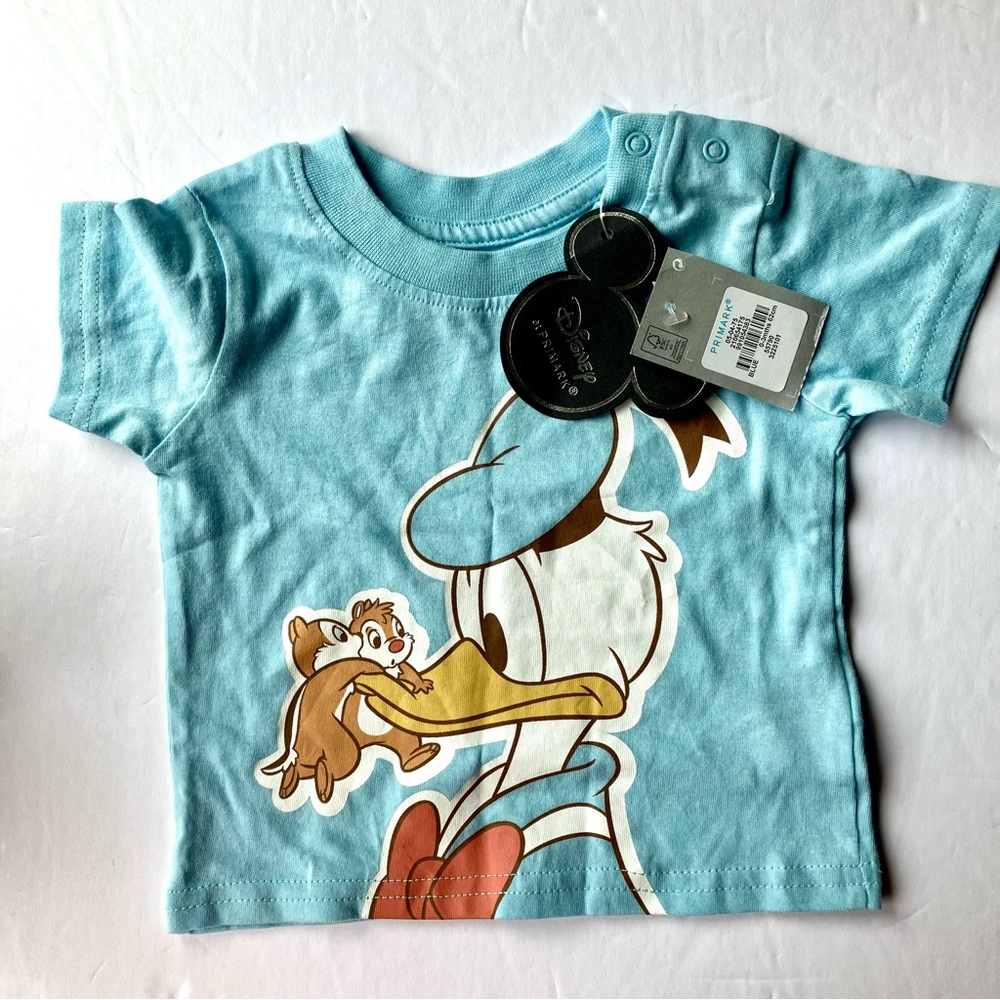 Disney At Primark Donald Duck Short Sleeve T-shirt 0- 3 Months NWT